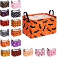 thumbnail image 1 of Rectangular Halloween Horror Ghost Storage Basket,Scary Pumpkin Basket,Halloweens Party Baskets,Halloween Candy Storage Baskets with Handles,Collapsible Storage Box Bin (A-1PCS), 1 of 9