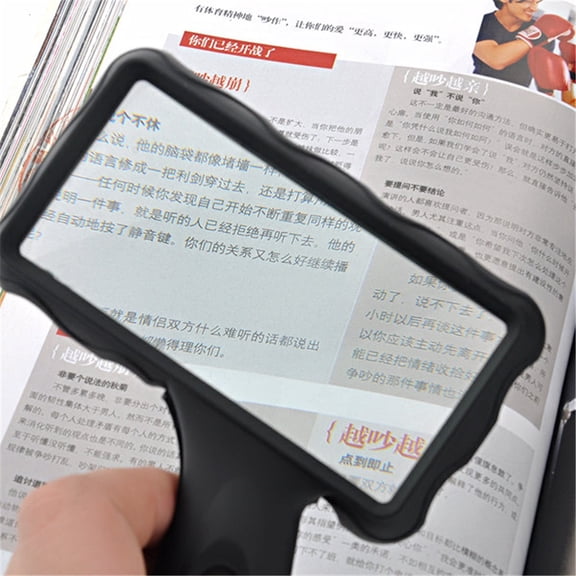 Rectangular Handheld Magnifier With 2-LED Light, Portable Lighted Magnifying Glass With Angled Non-Slip Handle For Reading, Jewelry, Crafts, Gardening & Seniors