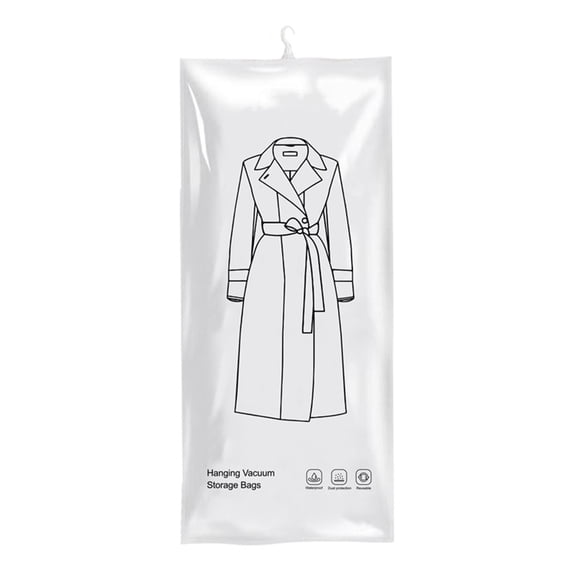 Rectangular Hanging Vacuum Storage Bag, Long Garment Compression Bag for Coats, Dresses, Dorm and Closet Storage