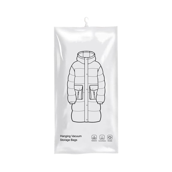Rectangular Hanging Vacuum Storage Bag, Medium Garment Compression Bag for Down Jackets, Dorm and Closet Storage