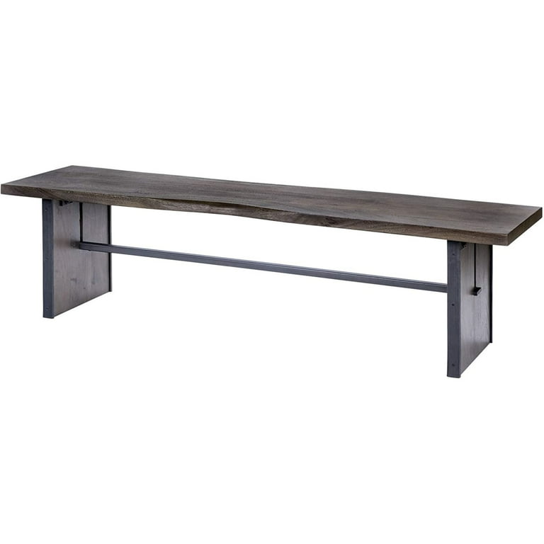 Rectangular Indian Mango Woodbrown Tone Finish W Metal Cladding On The Base Dining Bench Rectangular Indian Mango Woodbrown Tone Finish W Metal Cladding On The Base Dining Bench