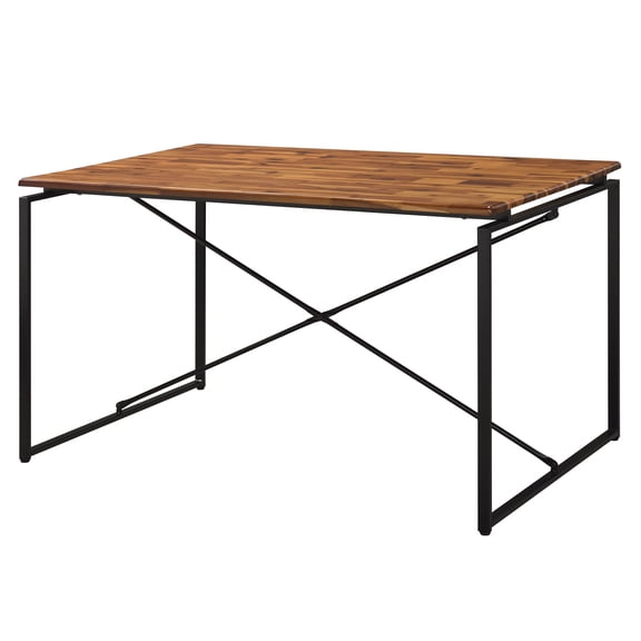 Rectangular Industrial Wood Table With Metal Sled Base, 28" Height X 30" Width 47" Length, Oak And Black Locale Base Dining Solid Top, Look, 28"h 30"w 47"l,