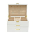 thumbnail image 1 of Rectangular Jewelry Box Case Necklace Ring Watch Storage Cabinet Organizer W/ 2 Drawers, 1 of 13