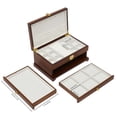 thumbnail image 1 of Rectangular Jewelry Box Case Necklace Ring Watch Storage Cabinet Organizer W/ 2 Drawers, 1 of 12