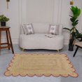 thumbnail image 1 of Rectangular Jute Area Rug For Home And Living Room Décor Scalloped Natural Jute Floor Carpet Area Rug Pink 2'6" x 18' BY KALVEERA, 1 of 5