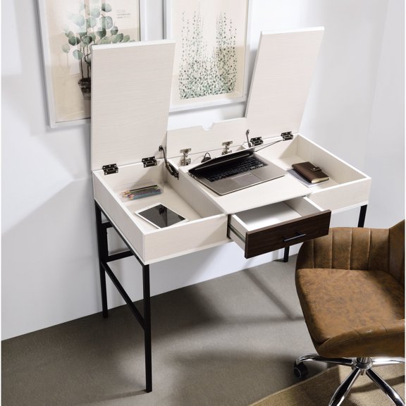 Rectangular KD Writing Desk | USB Plug for Charging Devices, Suitable for Workspace | Metal and Particle Board Material for Strength | Resolves Storage and Charging Needs