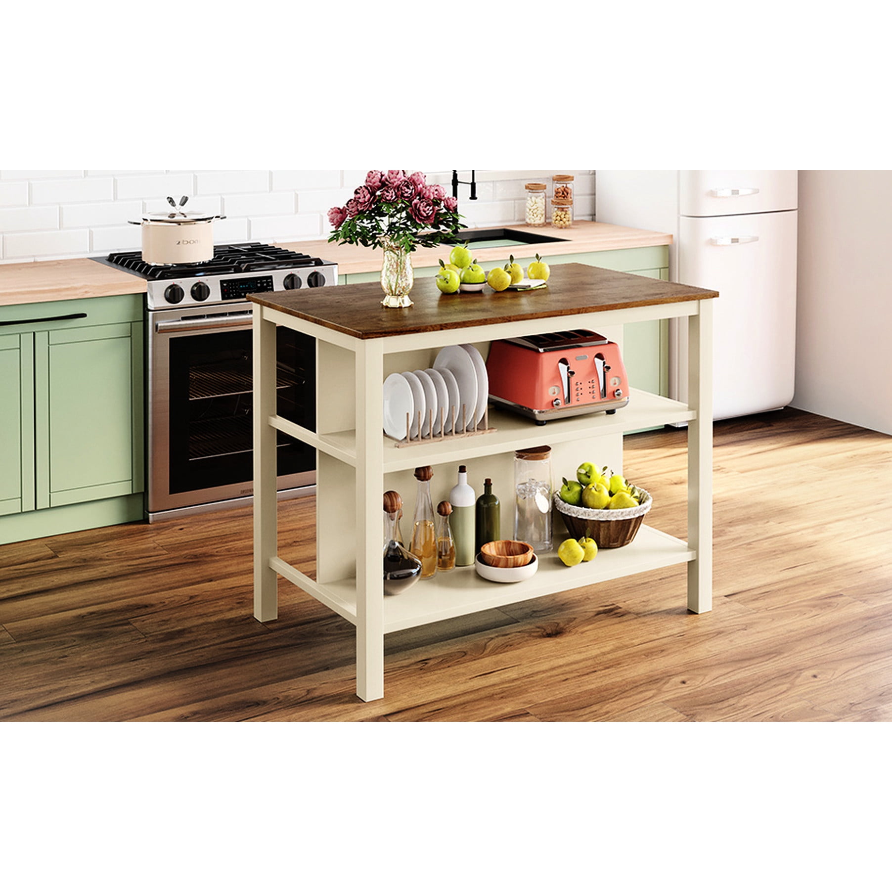 Kitchen Island Long Rectangular Rectangular Kitchen Island - Spacious Top for Meal Prep - Rustic ...