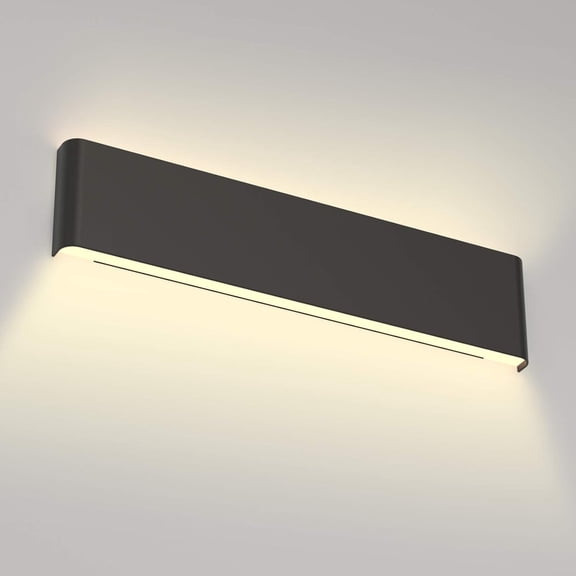 Rectangular LED Black Modern Wall Sconce Horizontal Up and Down Wall Mount Light for Indoor Vanity Bar Light Bedroom Living Room Bathroom Home Lighting Fixtures (Warm White 3000K)
