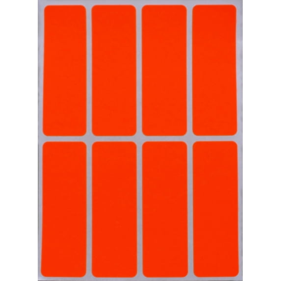 Rectangular Labeling Sticker 3x1 inches (75mm x 25mm) Neon Red Paper Sticker Sheets 864 - Pack by Royal Green