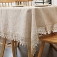 thumbnail image 1 of Rectangular Lace Table Cloth Embroidered Floral Tablecloth for Table Cotton nappe de table tapete mantel mesas Wedding Decor (Beige,85x85cm), 1 of 6