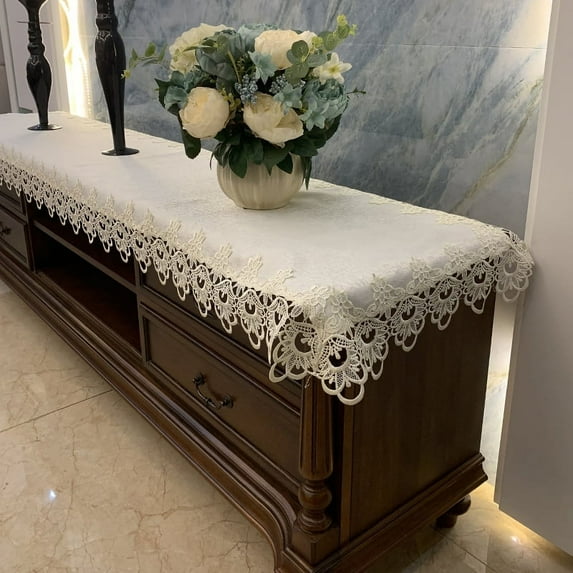 Rectangular Lace Table Runner Doilies Table Dresser Scarf Table Cover for TV Cabinet Dining Room, Wedding, Holiday, Party Table Decor