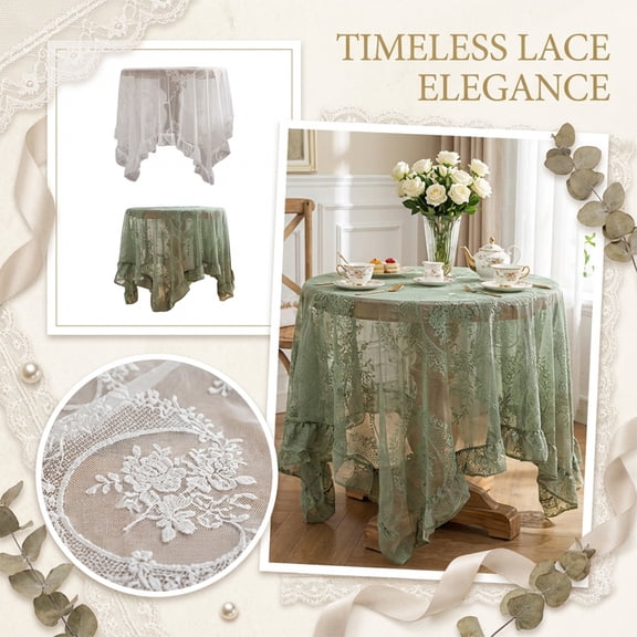 Rectangular Lace Tablecloth Floral Pattern Sheer Overlay Table Cover for Dining and Banquet Tabletop Decoration