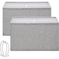 thumbnail image 1 of Rectangular Lamp Shades Set of 2, 16"L x 8"W x 10"H Large Lamp Shade, Gray Lampshades for Floor Lamps Table Lamps, Natural Linen Hand Crafted, Spider, Harp Holders Included, Easy Assembly Required, 1 of 16