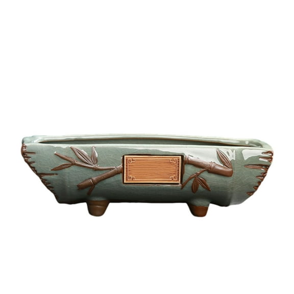 Rectangular Large Flower Pots,Ceramic Flower Pots Chinese Style Vintage Breathable Creative Planter with Drainage Hole Decorative for Outdoor Balcony