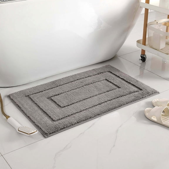 Rectangular Lattice Flocking Floor Absorbent & Non Bathroom Rug Microfiber Bath for Entrance Living Room Kitchen 60x40cm 1 Pack