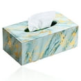 thumbnail image 1 of Rectangular Leather Tissue Box Cover - Stylish Tissue Box Holder with Magnetic Bottom, Decorative PU Tissue Box-Style 3, 1 of 5