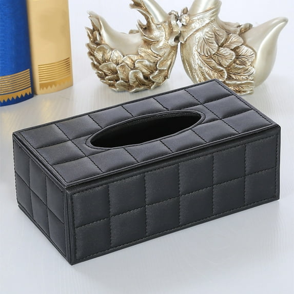 Rectangular Leather Tissue Box Cover with Magnetic Bottom, Decorative Organizer for Home Office Car and Bathroom, Facial Tissue Holder Dispenser