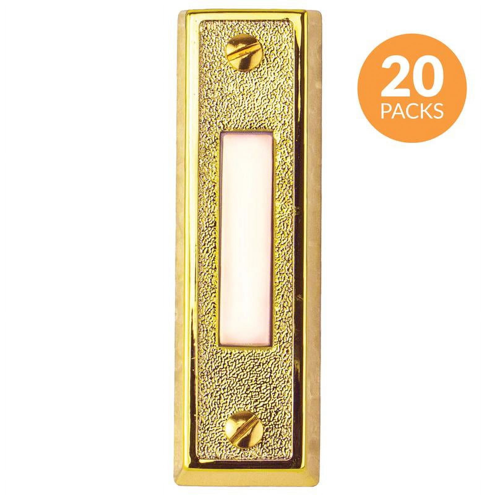 Rectangular Lighted Wired Doorbell Push Button, Brass Finish (20-Pack) 