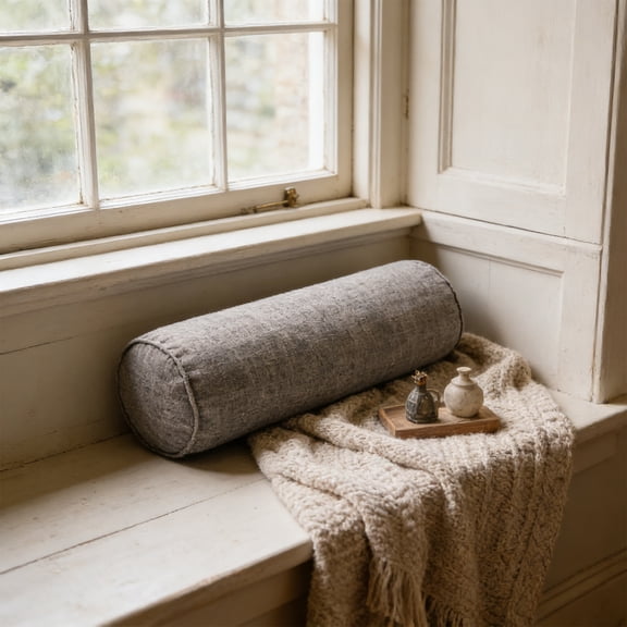 Rectangular Linen Lumbar Support Cushion for Sofa, Colorful Patchwork Decorative Pillow, Ideal Gift for Home Comfort Dark Gray