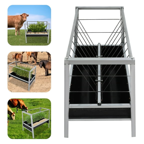Rectangular Livestock Feed Trough 2-In-1 Grain & Hay Feeder 100*65*85cm for Goats Sheep Large Capacity for Farms, Yards, Sheep Barns
