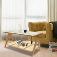 thumbnail image 1 of Rectangular Log Faux Rattan Rectangular Double-layer Bamboo Coffee Table Modern, 1 of 20