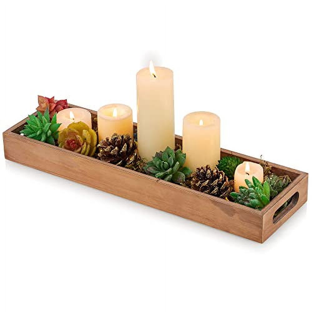 Rectangular Long Narrow Tray Rustic Wooden Decorative Serving