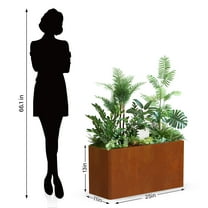 Rectangular Low Planter Box - Co rten Steel Outdoor Planter for Patio, Garden, Porch - 25x11x13 Inch, Brown