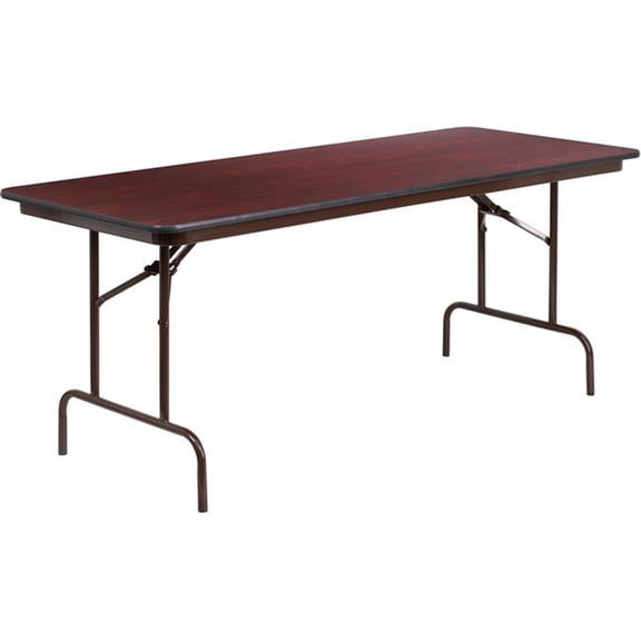 Rectangular Mahogany Folding Banquet Table - 30in. x 72in. - Commercial Grade