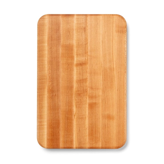 Rectangular Maple Cutting Board (18 x 12 inches, 1.25 inches thick, 8 lbs) Reversible, rounded corners, side-grain construction, with finger grips.