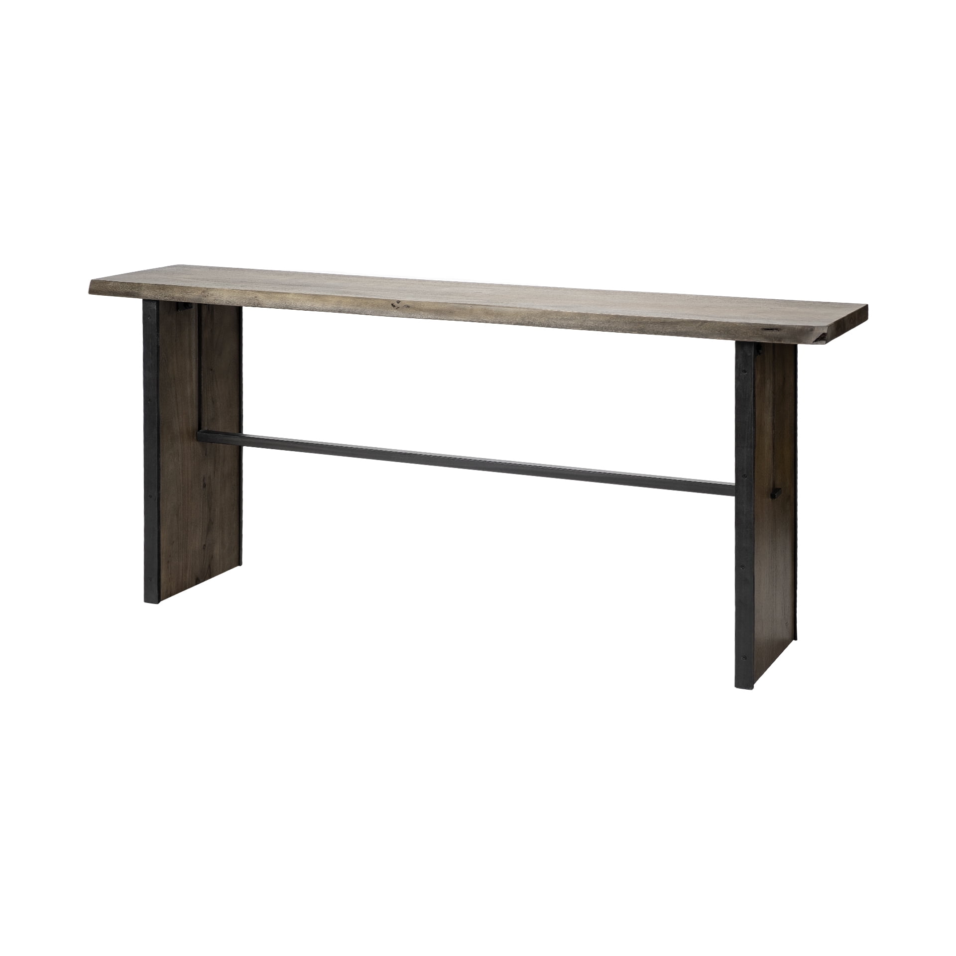 Rectangular Medium Brown Live Edge Mango Wood Console Table With Plank Like Legs Rectangular Medium Brown Live Edge Mango Wood Console Table With Plank Like Legs
