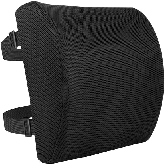 Rectangular Memory Foam Back Support Cushion for Office Chairs, Non-Slip Base Long Sitting,