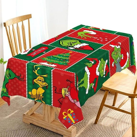 Rectangular Merry Christmas Tablecloth, Christmas Winter Holiday Birthday Party Decoration Xmas Home Kitchen Dining Room Decor (60" x 104")