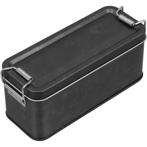Rectangular Metal Cookie Tin with Lid 5.90X2.67X2.40In Airtight Decorative Storage Box for Candy Snacks Multipurpose Kitchen Organizer