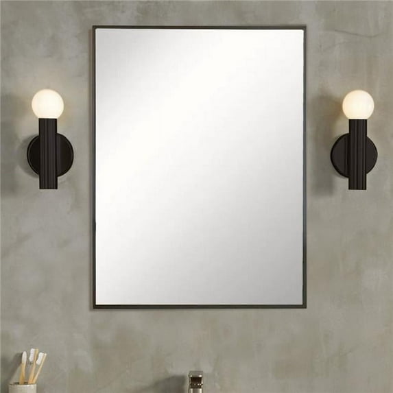 Rectangular Metal Frame Mirror, Matte Black