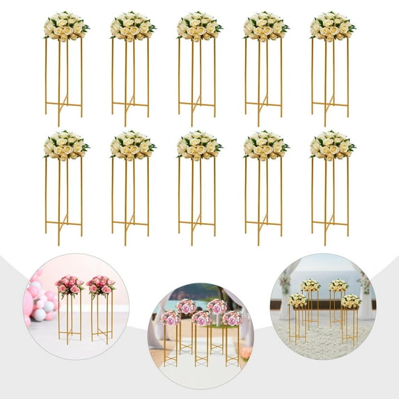 Rectangular Metal Gold Flower Stand Party Wedding Centerpiece Column Holder Rack Decor Wedding Flower Stands
