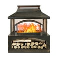 thumbnail image 1 of Rectangular Metal Outdoor Wood Burning Fireplace 37-Inch Log Burner Fire Pit Antique Brass - Patio Garden Backyard, 1 of 17