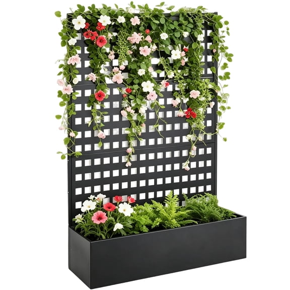 Rectangular Metal Planter Box Trellis 72x18x47" Privacy Screen Drainage