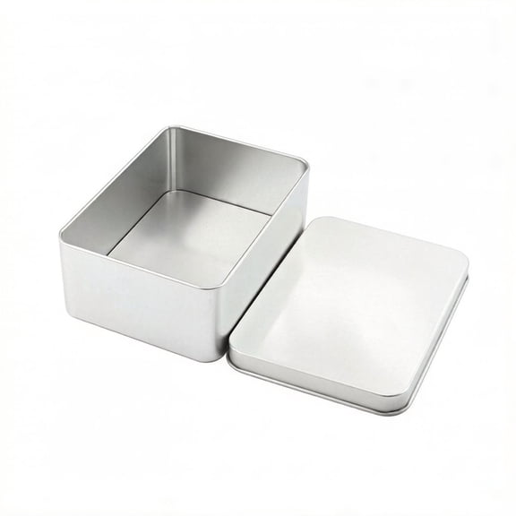 Rectangular Metal Tin Storage Box with Lid Portable Tinplate Container with Window for Home Organization Crafts Gifts Cards Candles Keys Storage Organizer(A,10.7X7.5X3CM)
