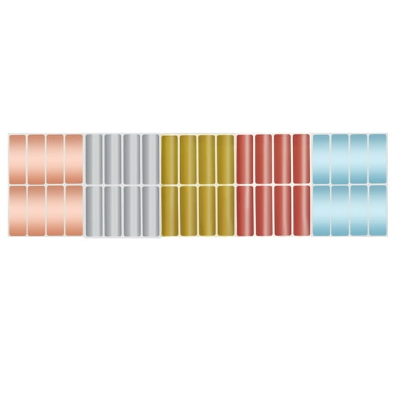 Rectangular Metallic Sticker Labels 3x1 inch (75mm x 25mm) Labeling Sticker Sheets in 5 Metallic Colors 40 - Pack by Royal Green