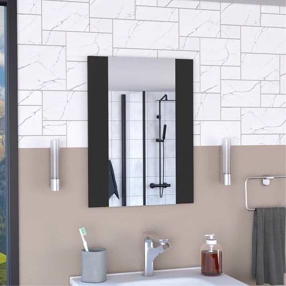 Rectangular Mirror with Wood Accents - Ideal for Entryways, Makes a Good First Impression