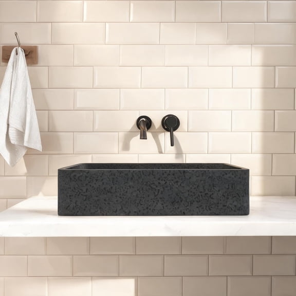 Rectangular Modern Concrete Bathroom Sink, Top-Mount Single Basin, Soft Gray, 19.68 Inches Wide