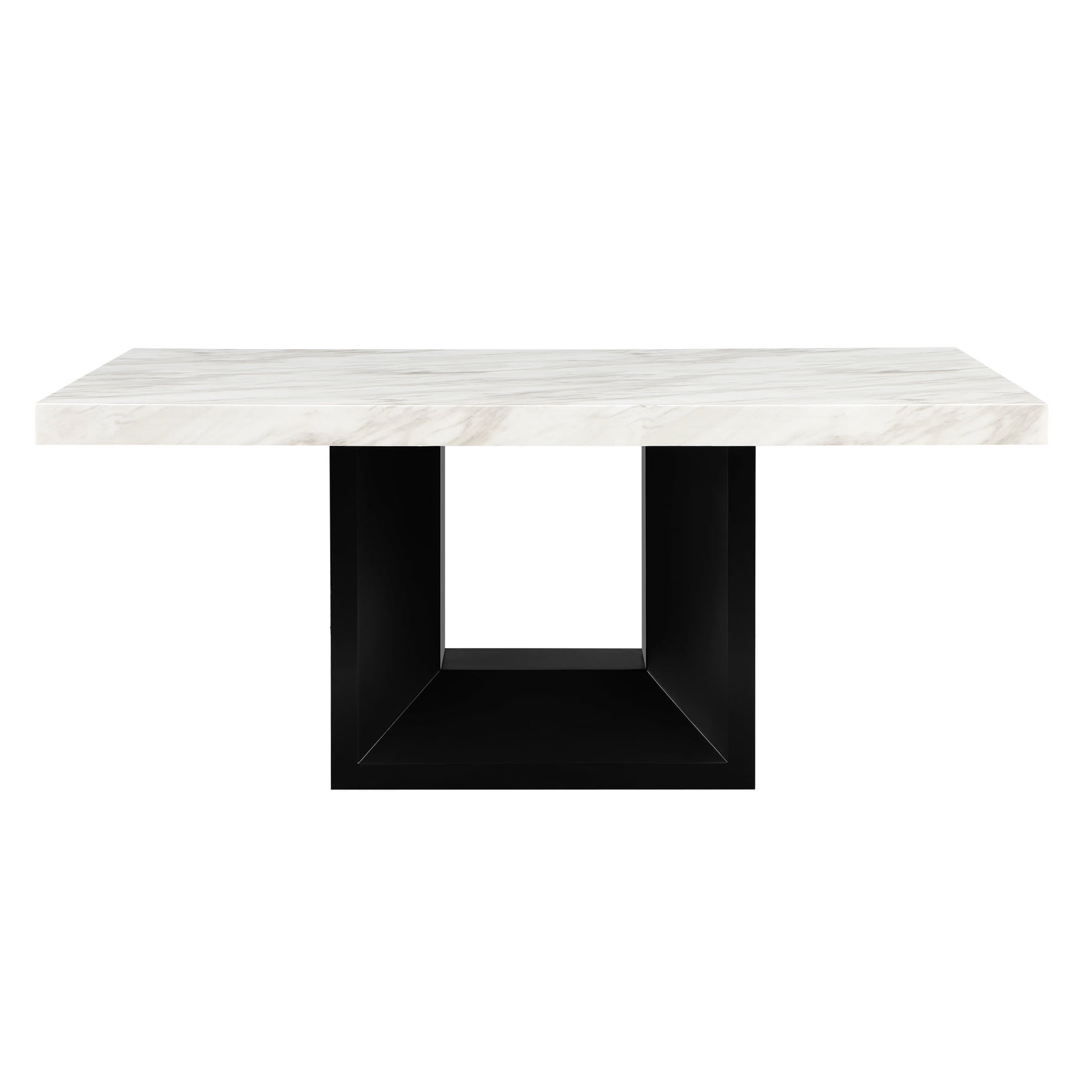 Rectangular Modern Dining Table With White Faux Marble Tabletop And ...