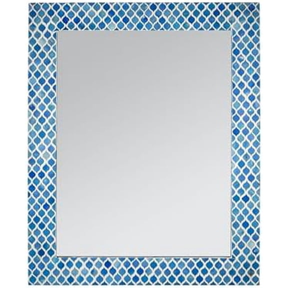 Rectangular Mosaic Wall Mirror - 24 x 30 Inch Decorative Wall Mirror for Living Room and Bathroom, Accent Mirror, Stylish Decorative Mirror, Turquoise Blue Mosaic Dcor$$Electronics Accessories