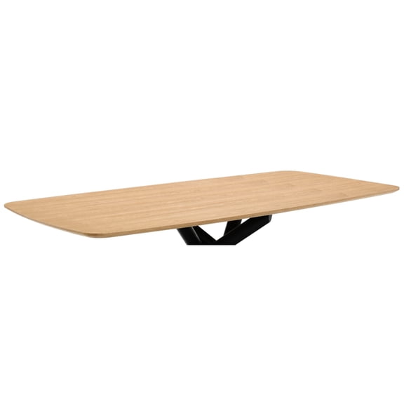 Rectangular Natural & Black Dining - Composite Wood And Stylish Look Contemporary Table Fixed Top Materials