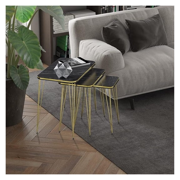 Rectangular Nesting Set of 3, Nesting Table, Modern Woodgrain Look Base for Living Room Coffee Tables or Nightstands - Coffee Table - Side End Table - Small Side Table