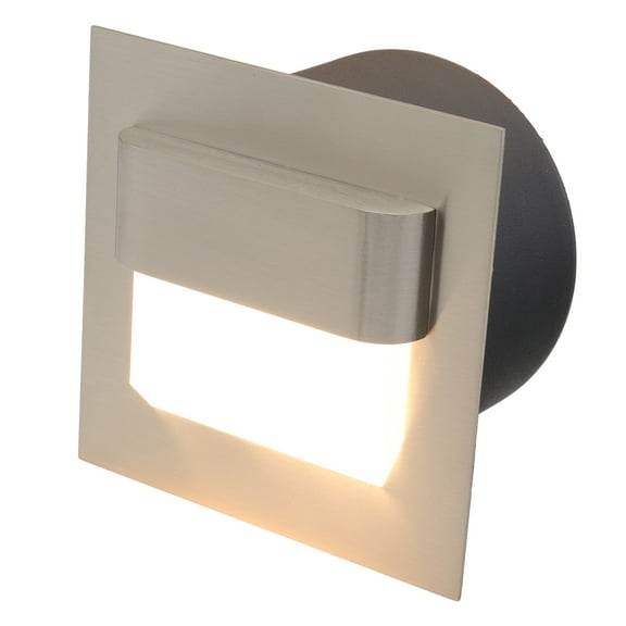Rectangular Nickel Colored Led Staircase Light -1.2w Energy-Saving Night Light, Ac90-240v Warm White 3000k, Embedded Installation, Aluminum Alloy+Pmma, Suitable For Homes, Hotels, Villas, Cinemas