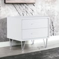 thumbnail image 1 of Rectangular Night Table With 2 Drawers In White, Metal Legs 2 Accent Wooden,, 1 of 4