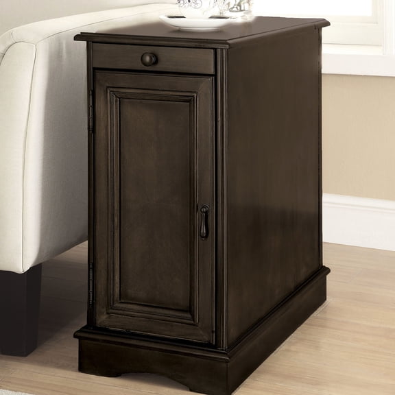 Rectangular Nightstand with Pewter Knobs / Ample Storage and Charging in Bedroom