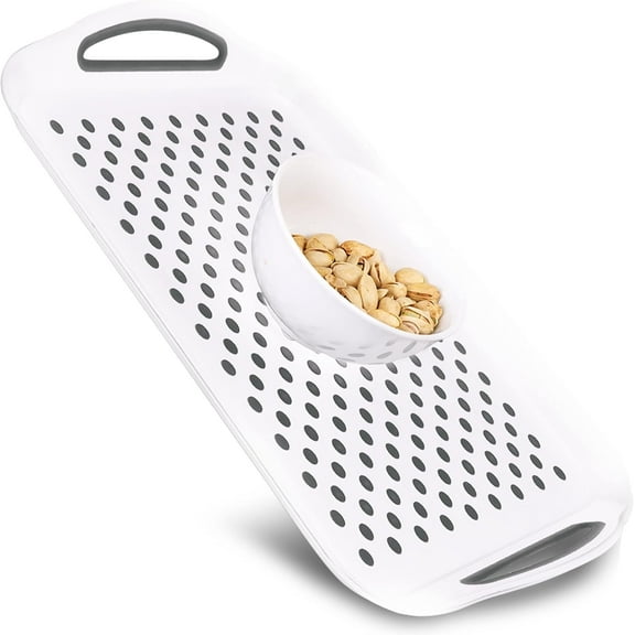 Rectangular Non-Slip Serving Tray with Easy-Grip Handles – Plastic Food Serving Tray with Silicone Nubs, Portable Anti-Skid Lap and Bed Tray for Eating