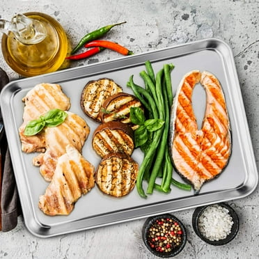 Rectangular Nonstick Pan Stainless Steel Cookie Cooking Sheet Baking Tray Steamed Sausage Dishes Fruit Grill Fish Plate Bakeware 40*30*2.5cm suitable for 39*29*1.5cm grid